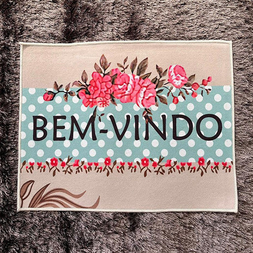 Tapete Corttex Color Art 40x55 - Bem Vindo Cinza